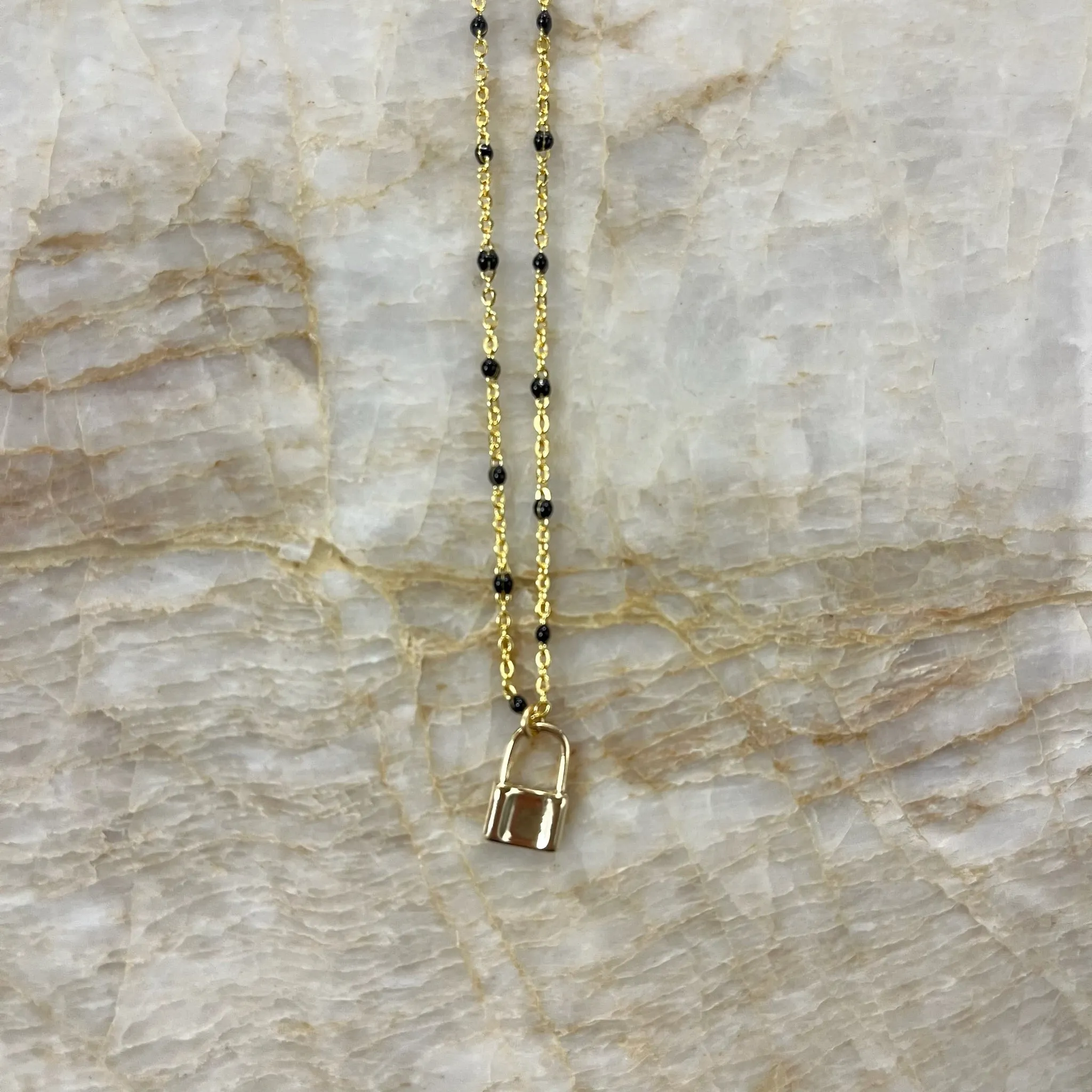 Gold Lock Enamel Chain