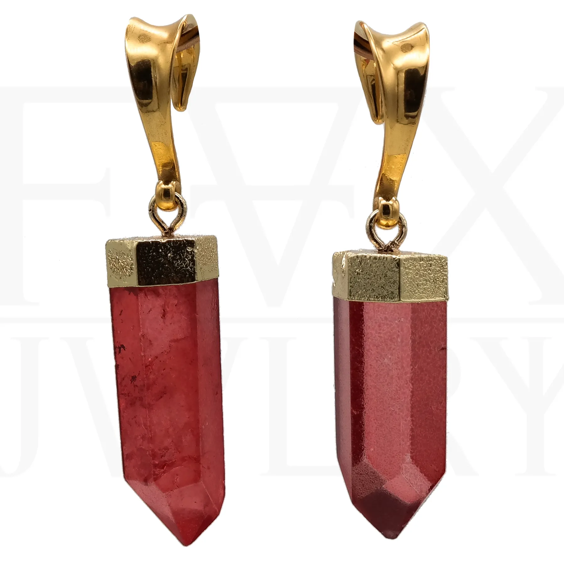 Golden Scarlet Crystal Ear Weights