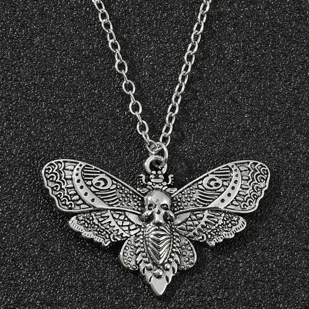 Gothic Necklace / Moth Necklace / Skull Necklace