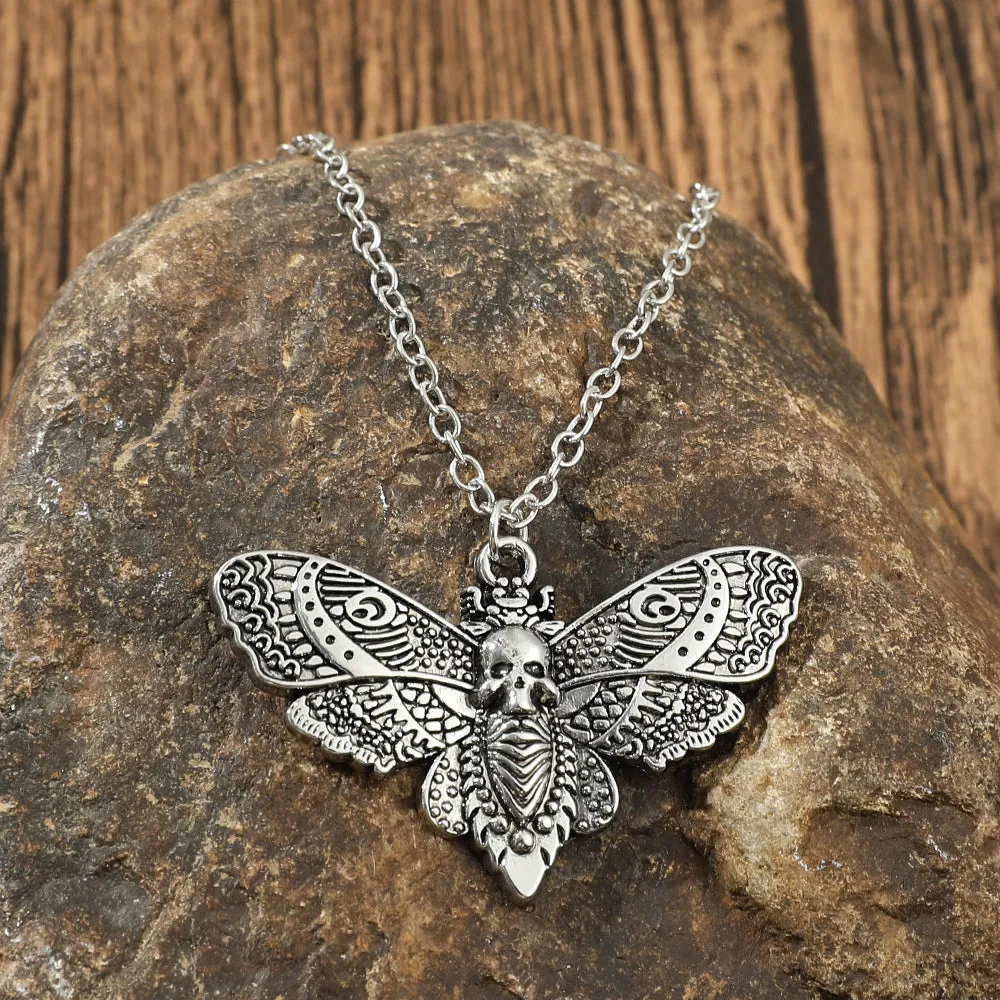 Gothic Necklace / Moth Necklace / Skull Necklace