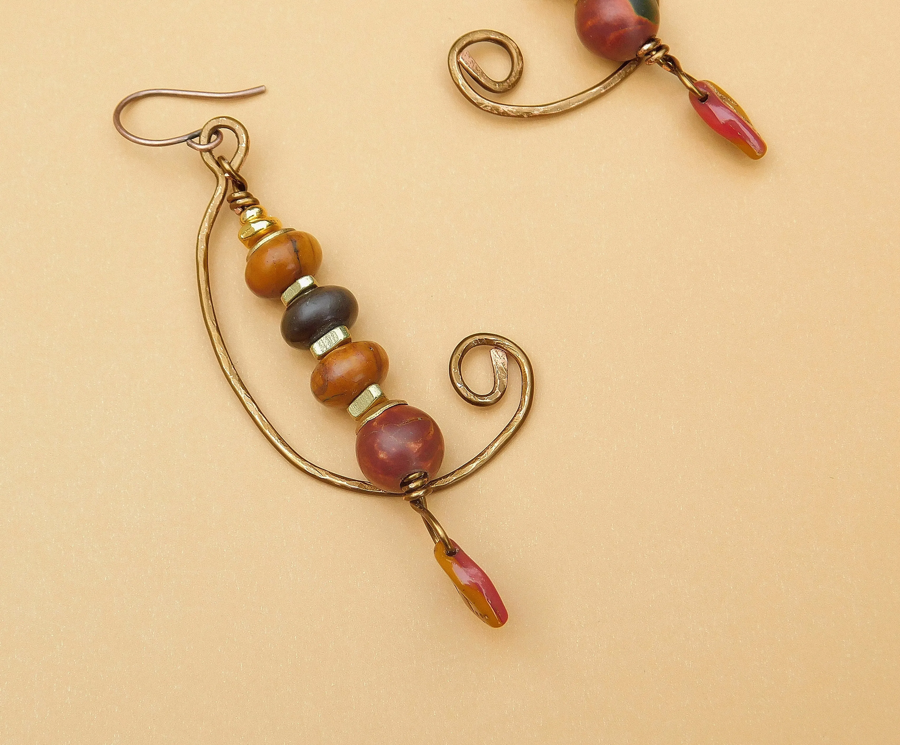 Hammered Copper with Red Creek Jasper Gemstones