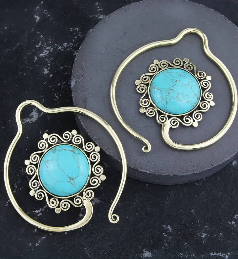 Helix Howlite Turquoise Stone Ear Weights