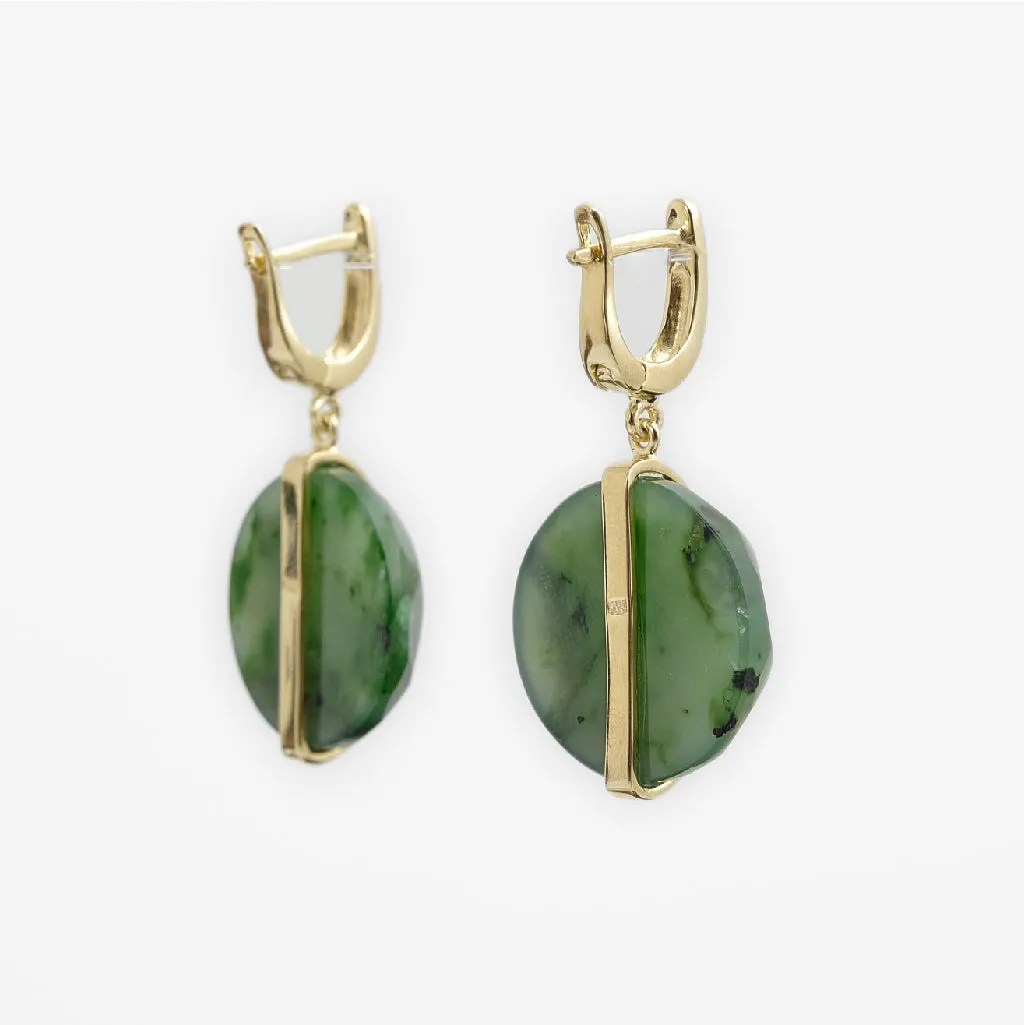 Jade Round Drop Earrings