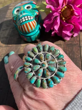 Kingman Turquoise Curved Circle Rings #6 SZ 7