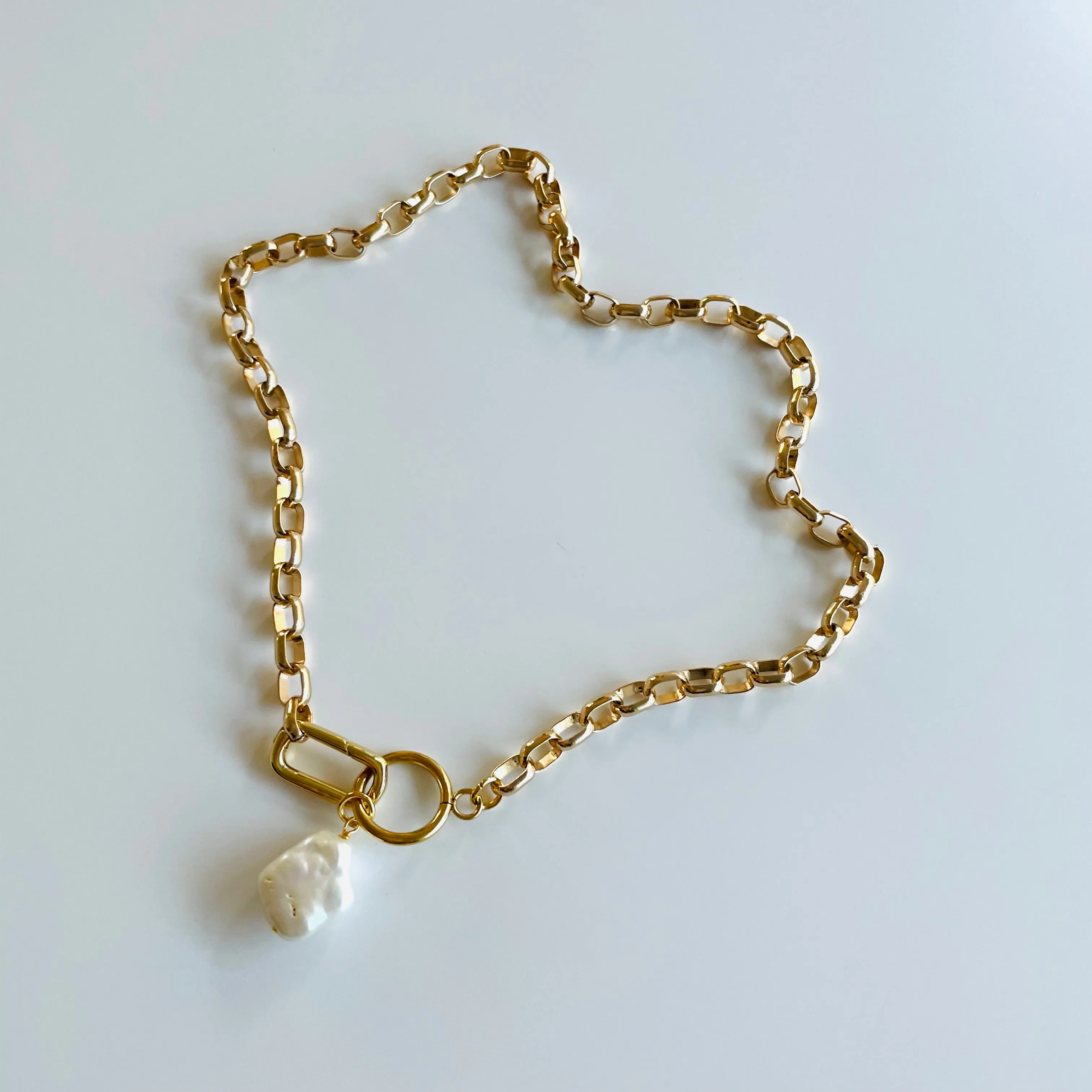 Large Baroque Pearl Clip Chain