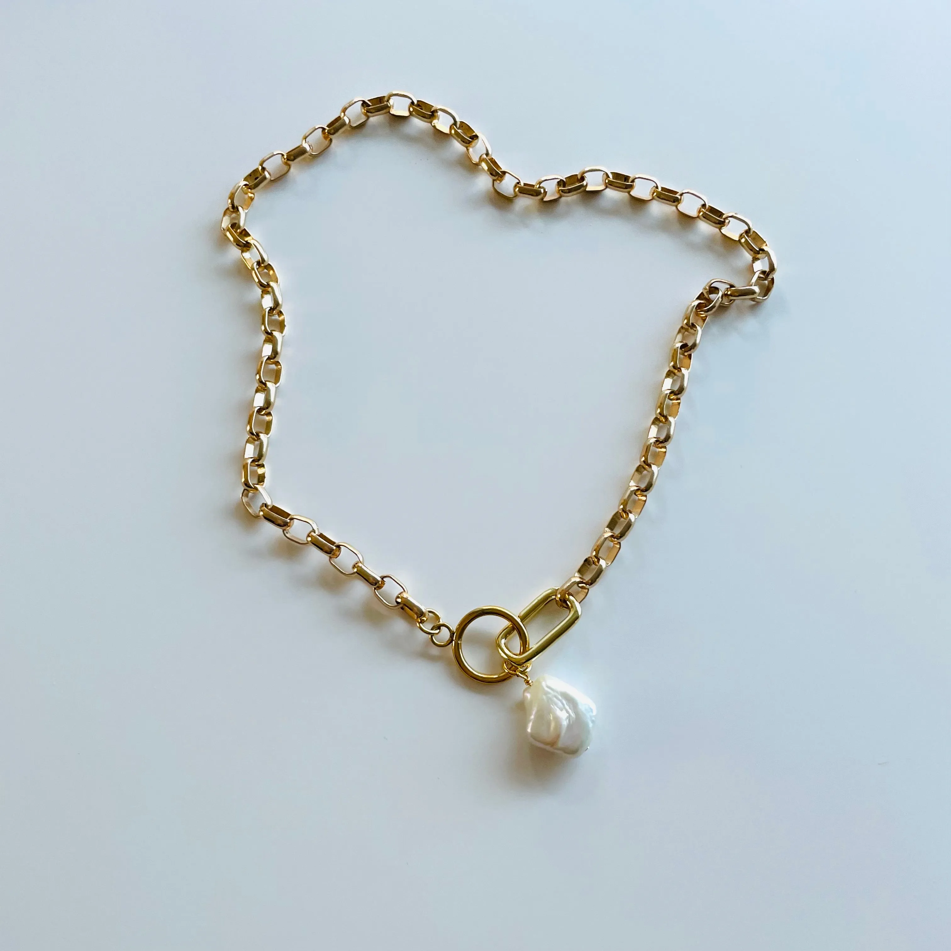 Large Baroque Pearl Clip Chain