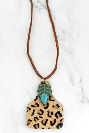 Leopard cord necklace EAR TAG