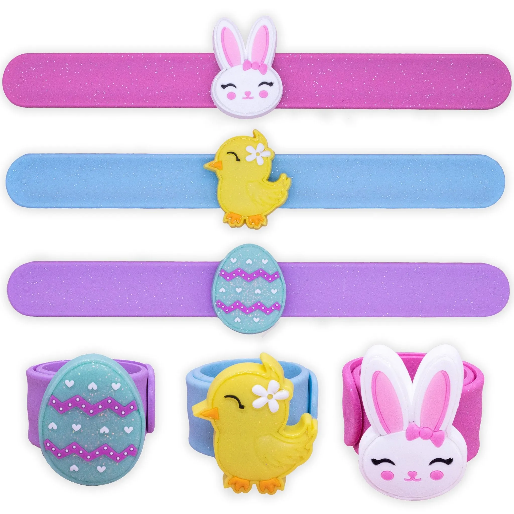 Light Up LED Easter Slap Bracelets - 3 Pack