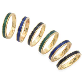 Lot of 6 Hidalgo Estate 18K Yellow Gold Enamel Stackable Band Rings Size 4.75