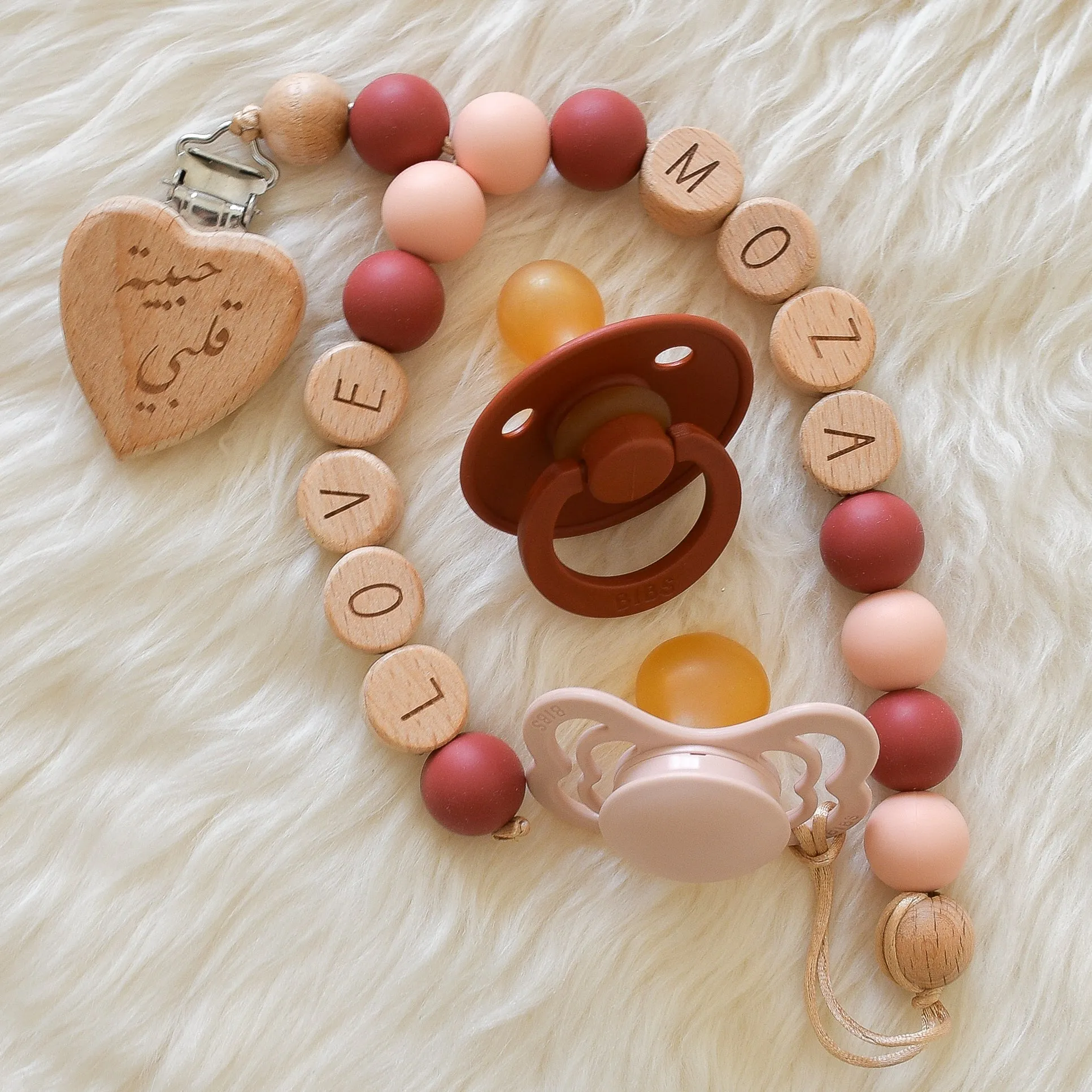 LOVE Silicone Pacifier Clip Set