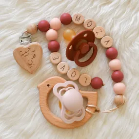 LOVE Silicone Pacifier Clip Set