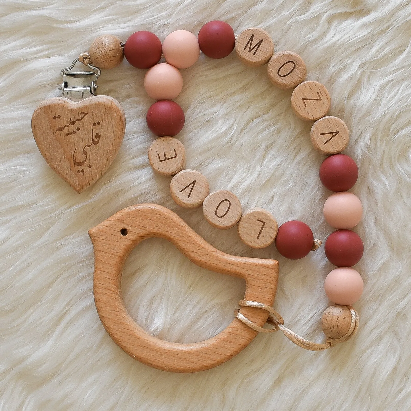 LOVE Silicone Pacifier Clip Set