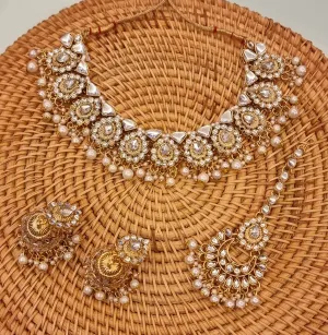 Mahi Kundan Polki Choker Jewelry Set.