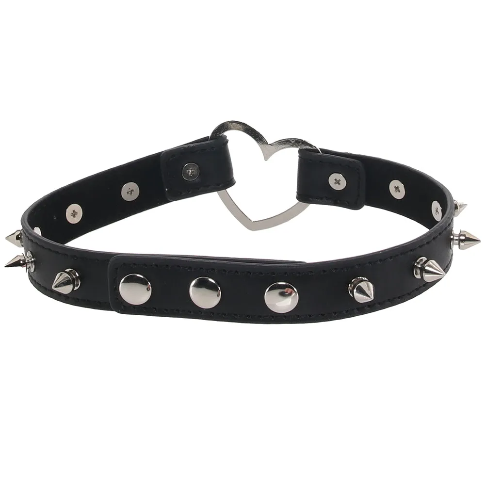 Master Series Spiked Heart Choker in Black