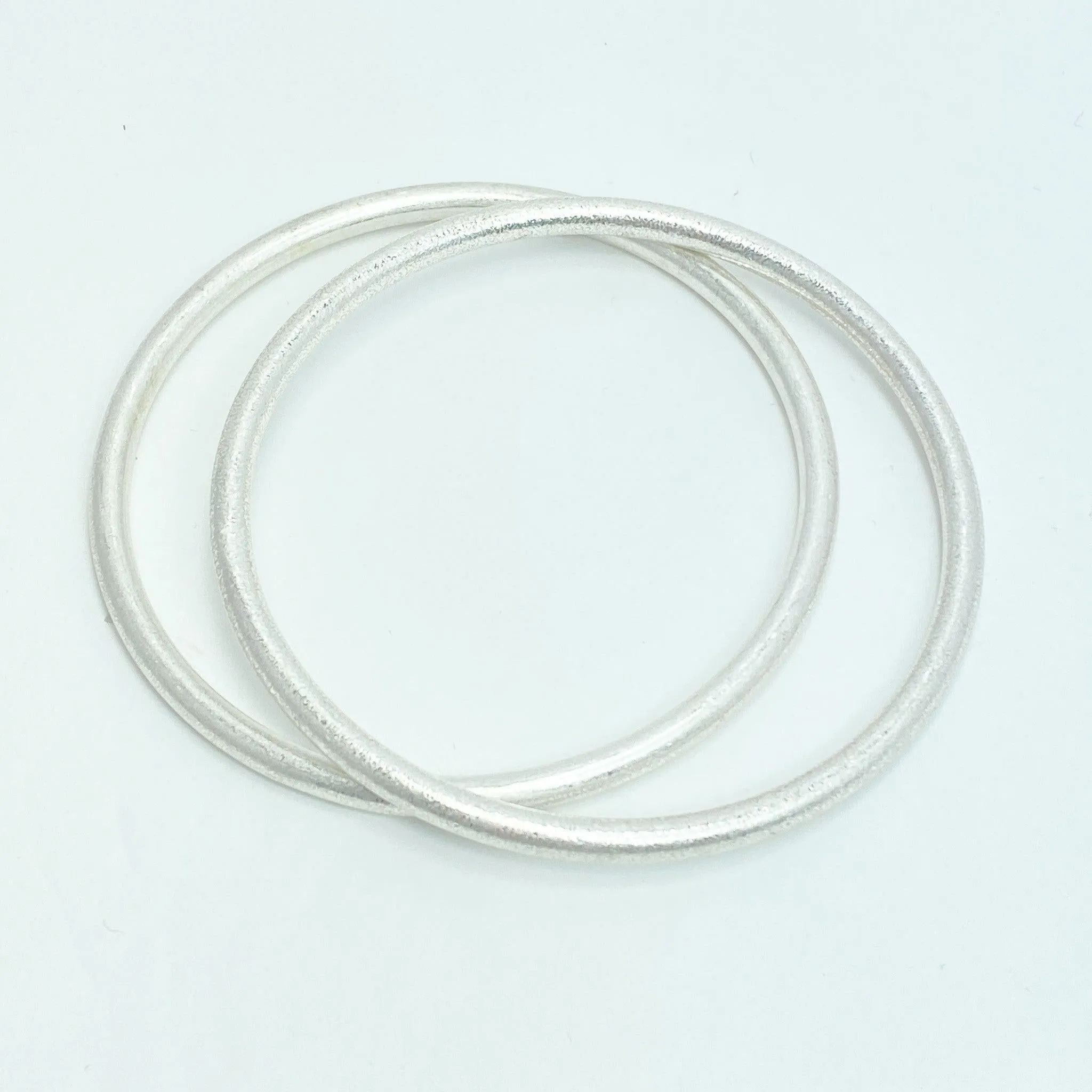 Matte Silver Bangle Bracelets