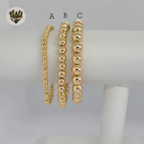 (MBRA-25-5) Gold Laminate - Elastic Balls Bracelets - BGF.