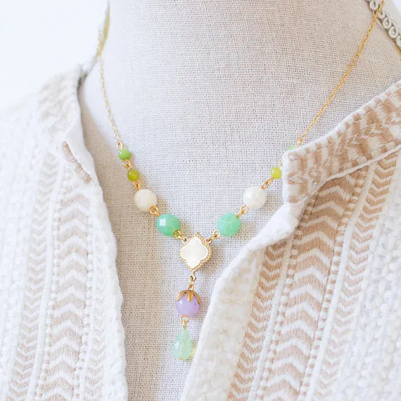 Multi Color Beaded Pendant Necklace