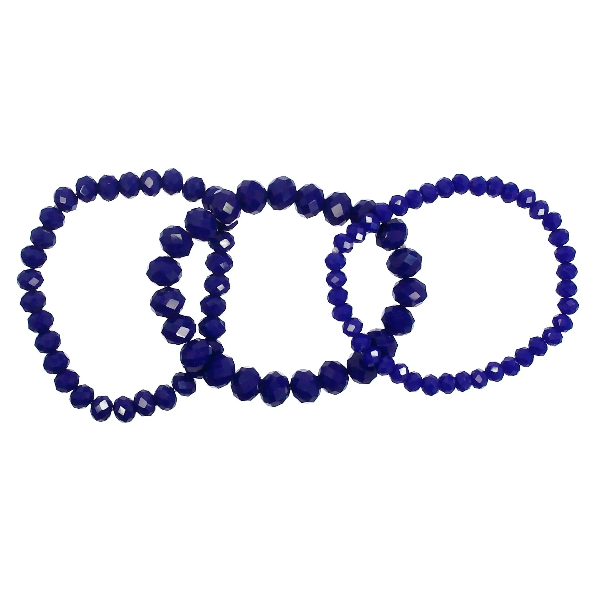 Navy Blue Crystal Stretch Bracelets - 3 piece set