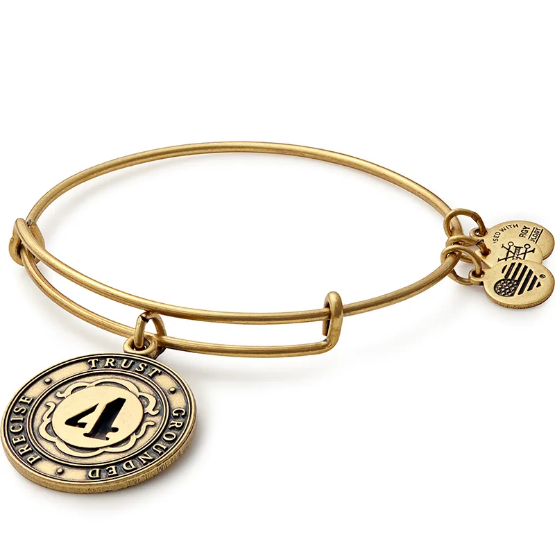 Number 4 Charm Bangle Bracelet