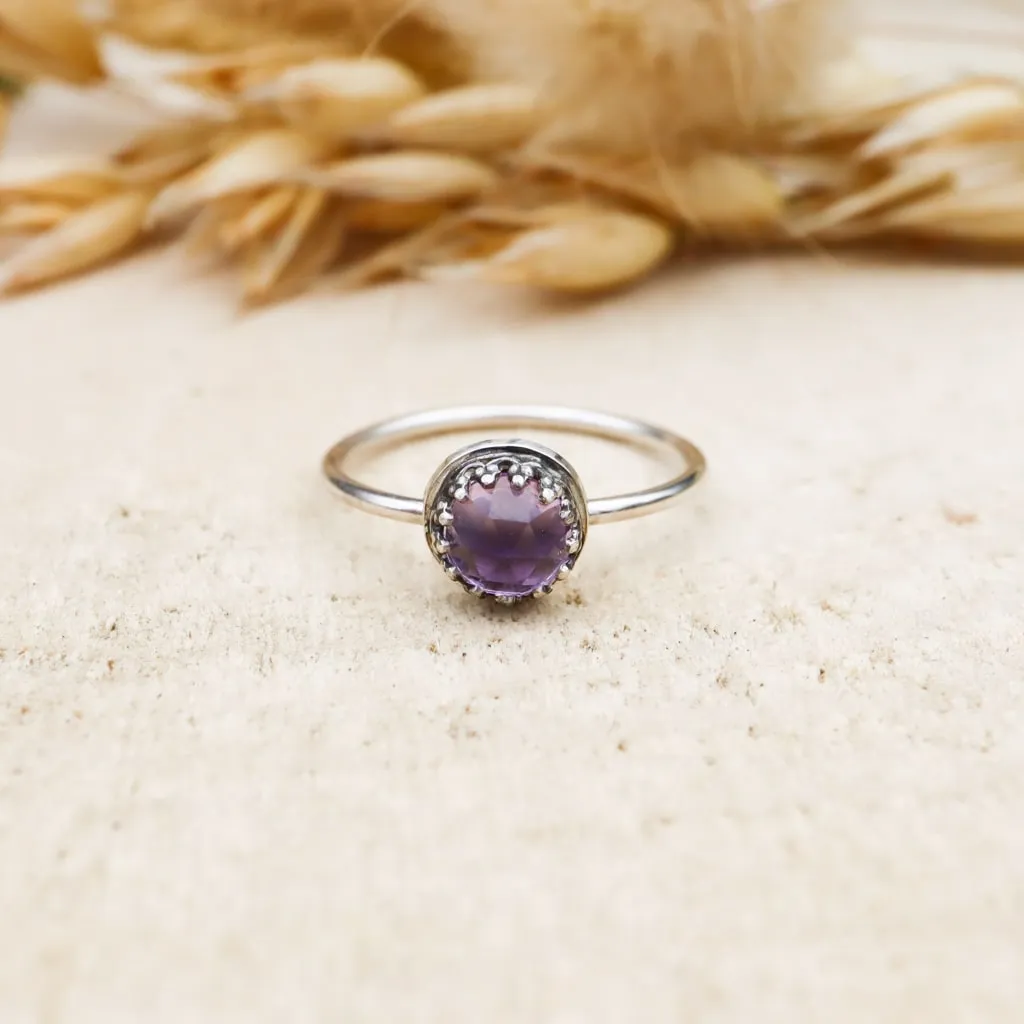 Pansy in the Spring Rain Stacking Rings