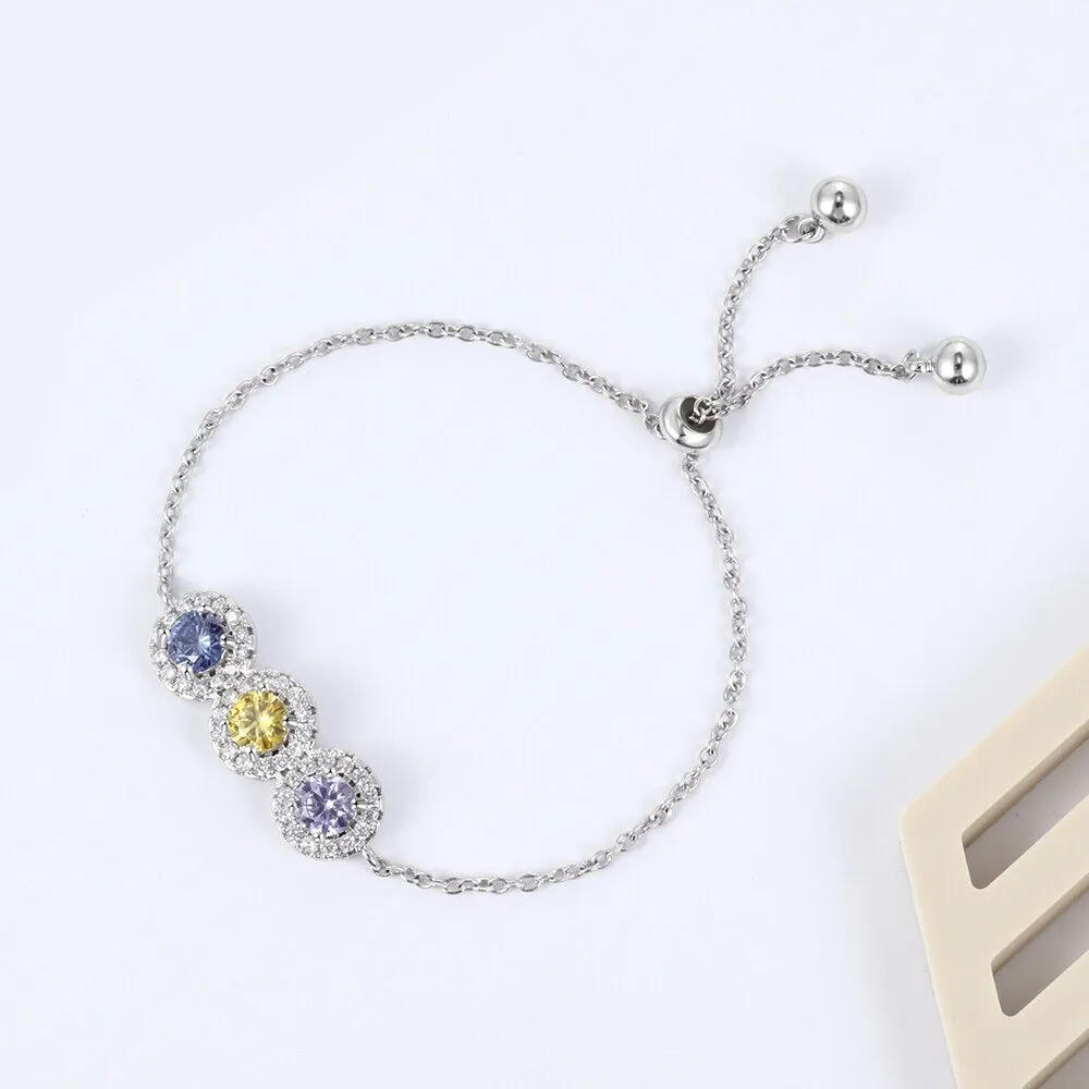 Personalized 3 Birthstone Cubic Zirconia Bracelets