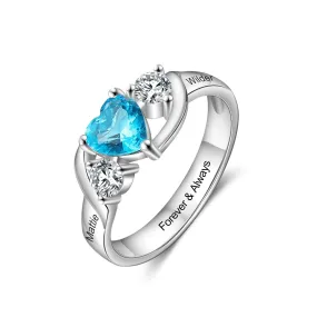 Personalized Birthstone Rings for Women Customized Engraving Promise Wedding Engagement Ring Gifts for Mother/ Mom