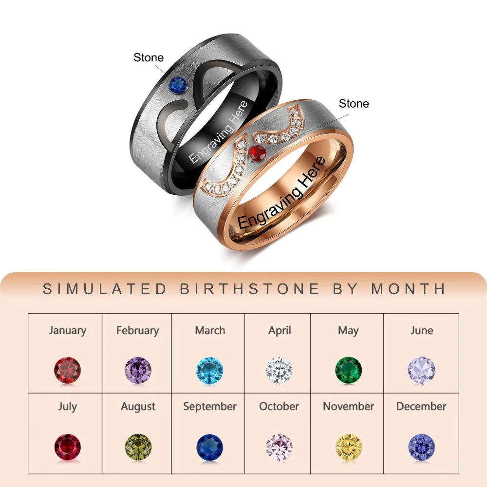 Personalized Engraved Rings For Men & Women With 1 Birthstone