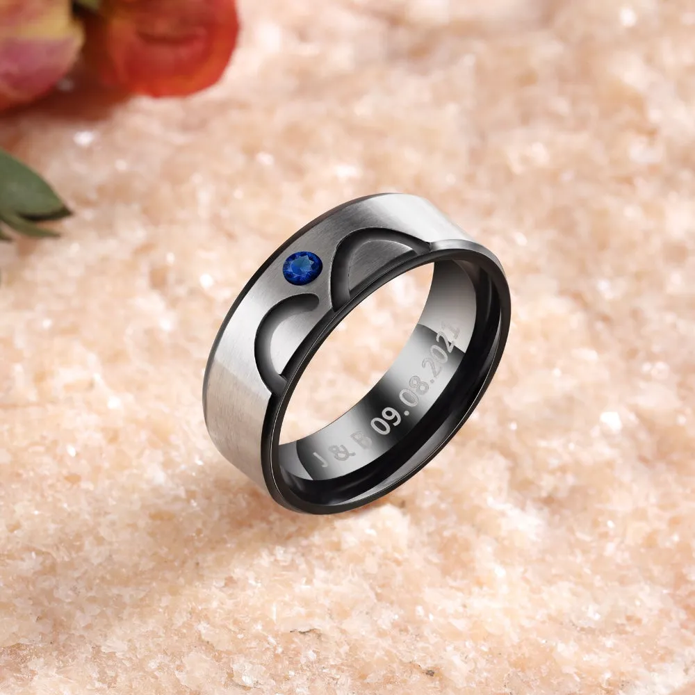 Personalized Engraved Rings For Men & Women With 1 Birthstone