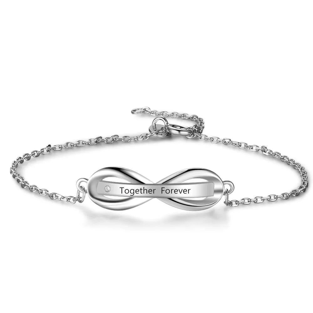 Personalized Engraving Infinity Adjustable Chain Bracelets & Bangles Customized Name Bar Bracelets for Women Gifts