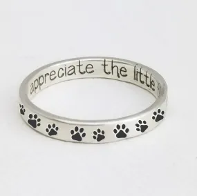 Personalized Puppy Paw Print Rings 925 Sterling Silver Stacking Ring Engraved Pet Name Ring Memorial Pet Ring