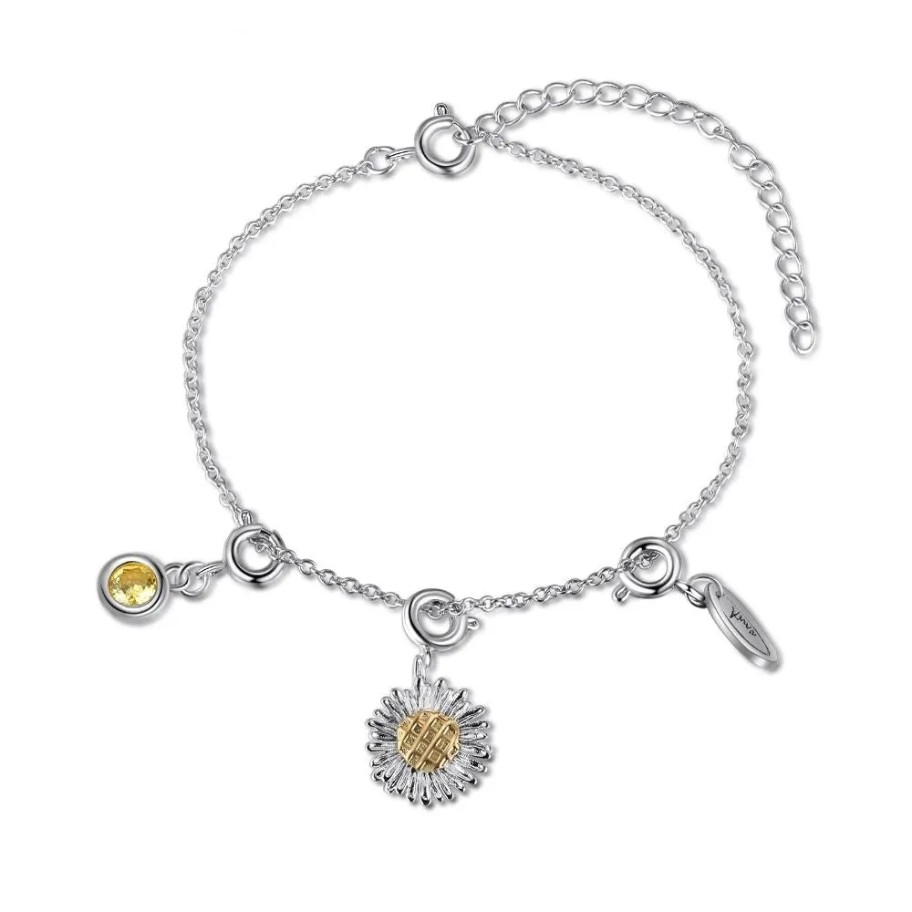 Personalized Sunflower Charm Bracelets For Women