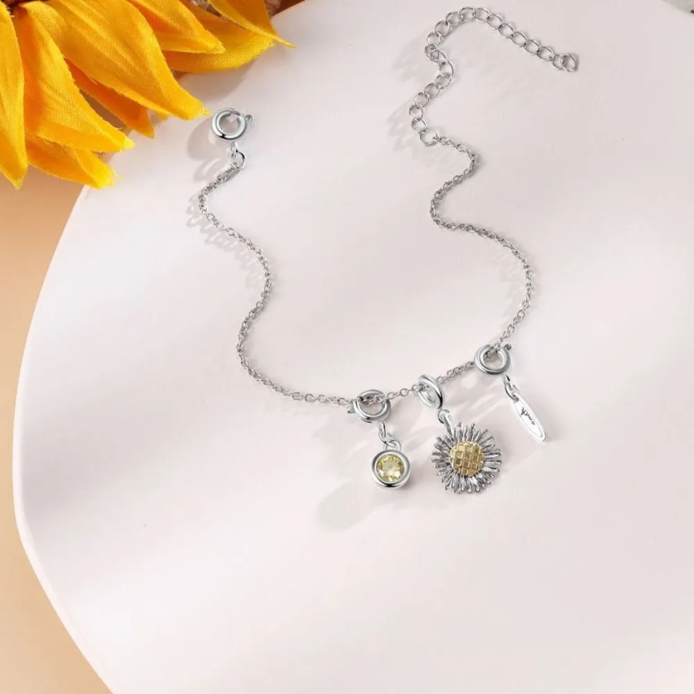 Personalized Sunflower Charm Bracelets For Women