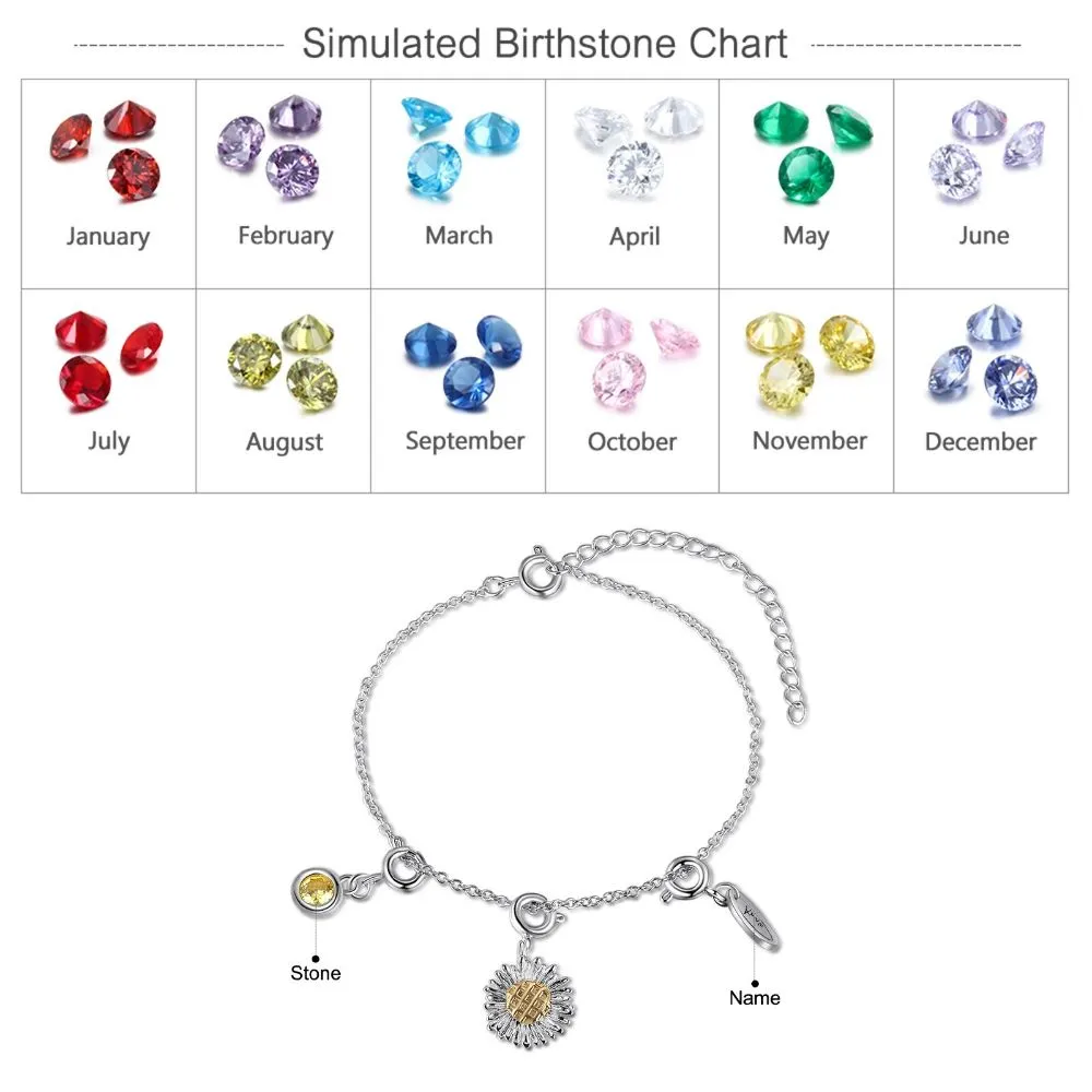 Personalized Sunflower Charm Bracelets For Women