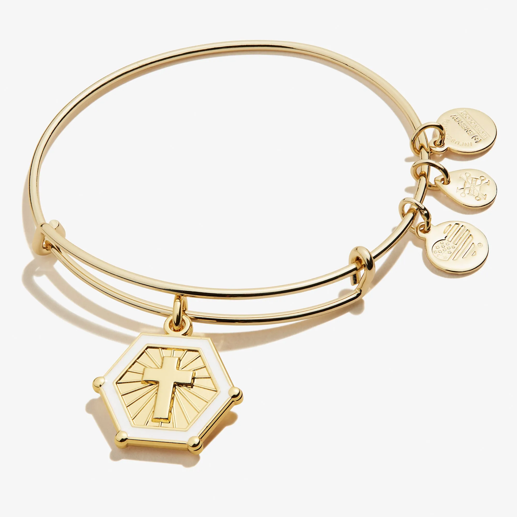 Prayer Cross Embossed Charm Bangle