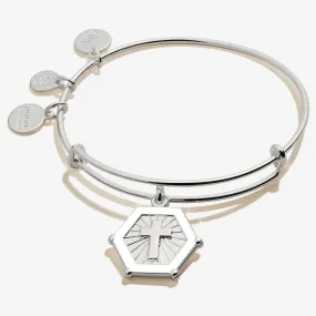 Prayer Cross Embossed Charm Bangle