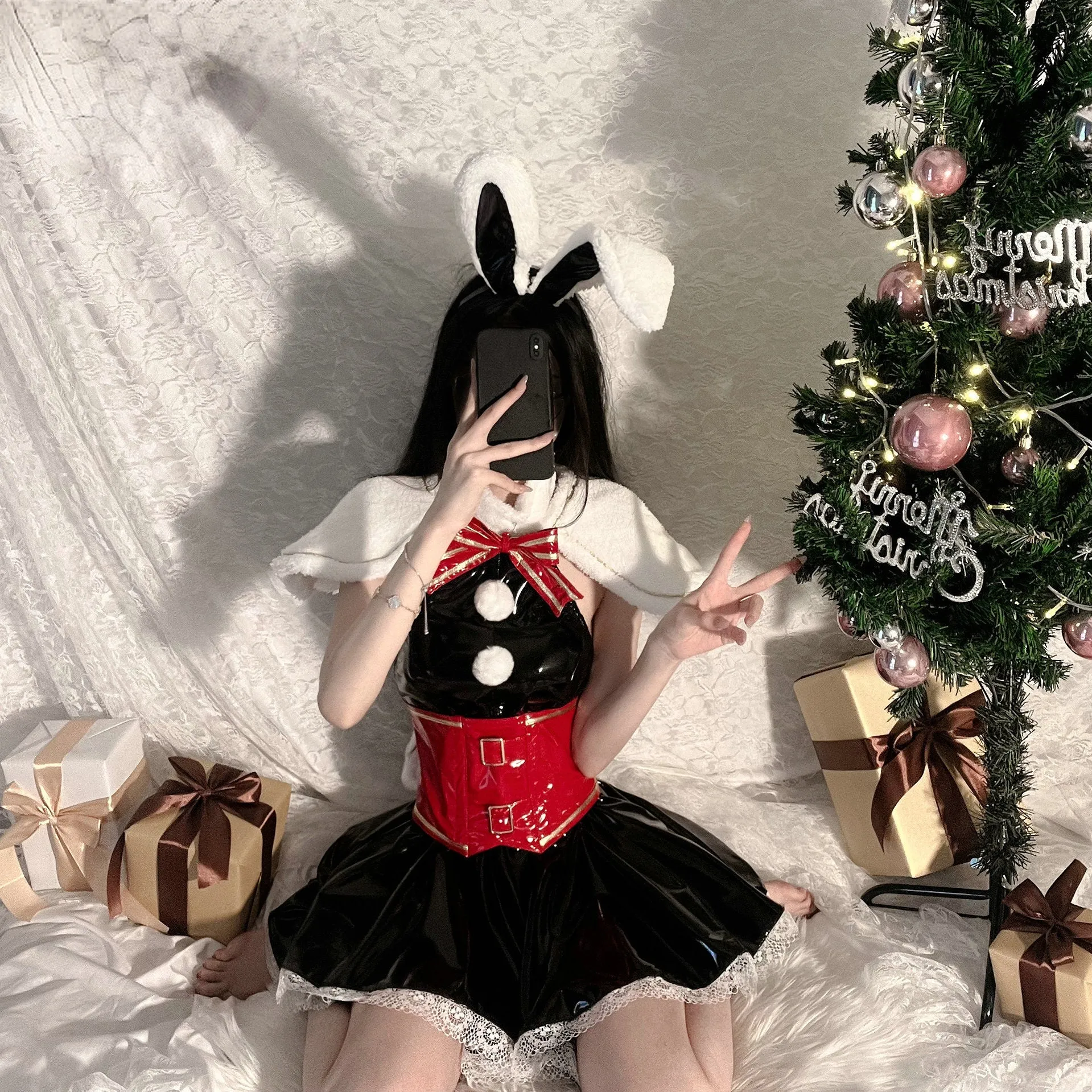 Rabbit Ear Leather Cosplay Dress