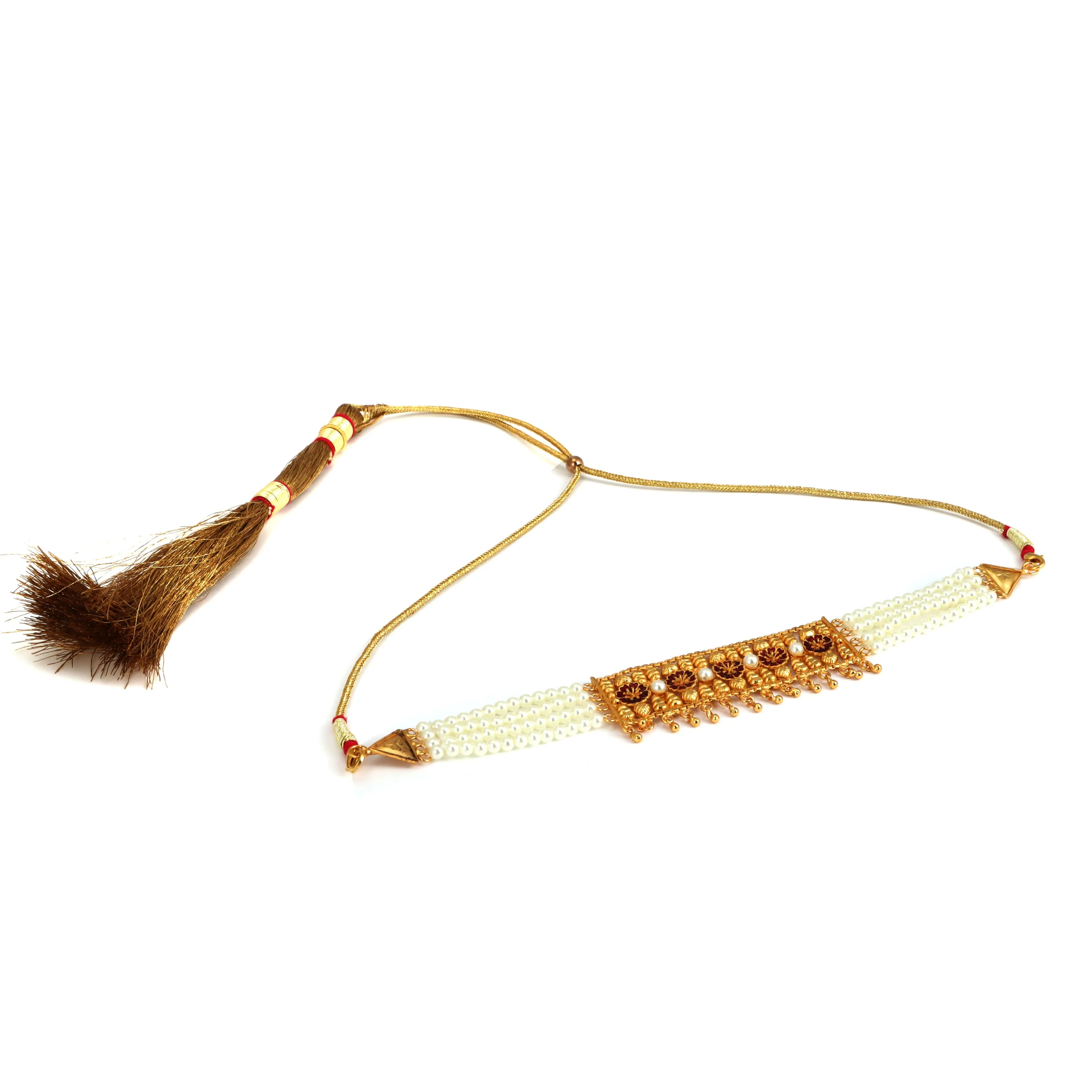 Rectangular White Beaded Choker Set