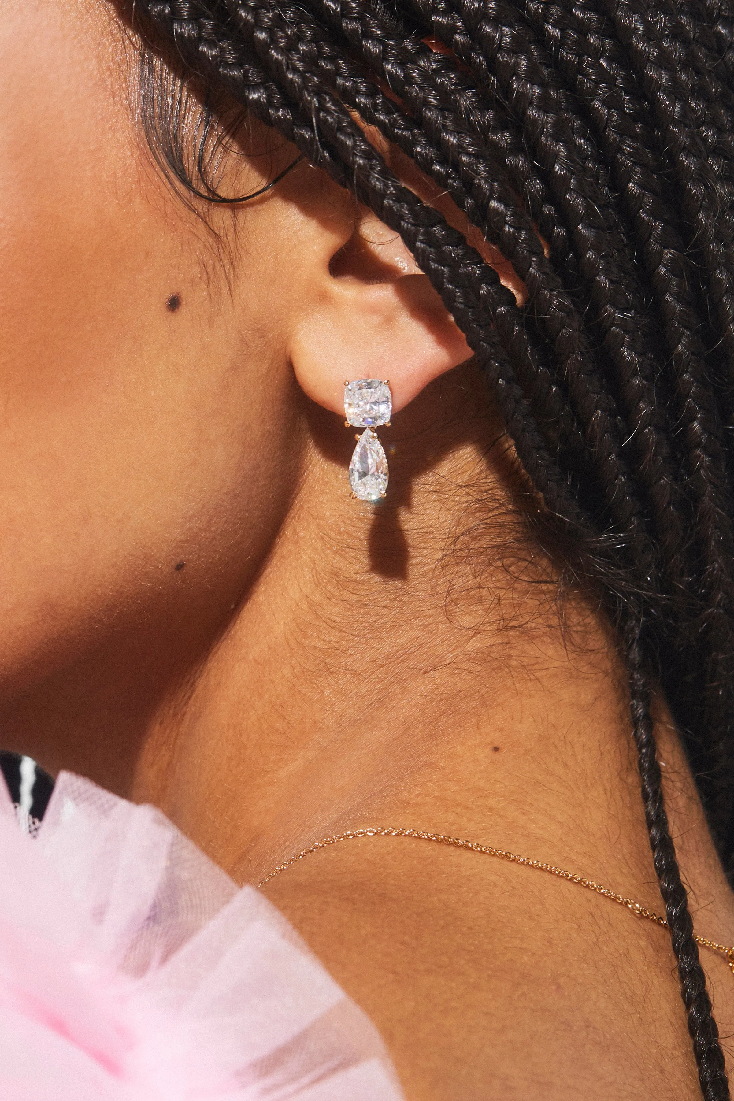 ROCKSTARS CZ PEAR DROP EARRINGS