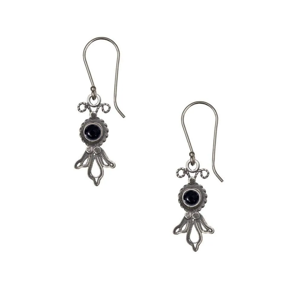 Silver Earrings Delicate Filigree Israeli silver earrings with gemstones.