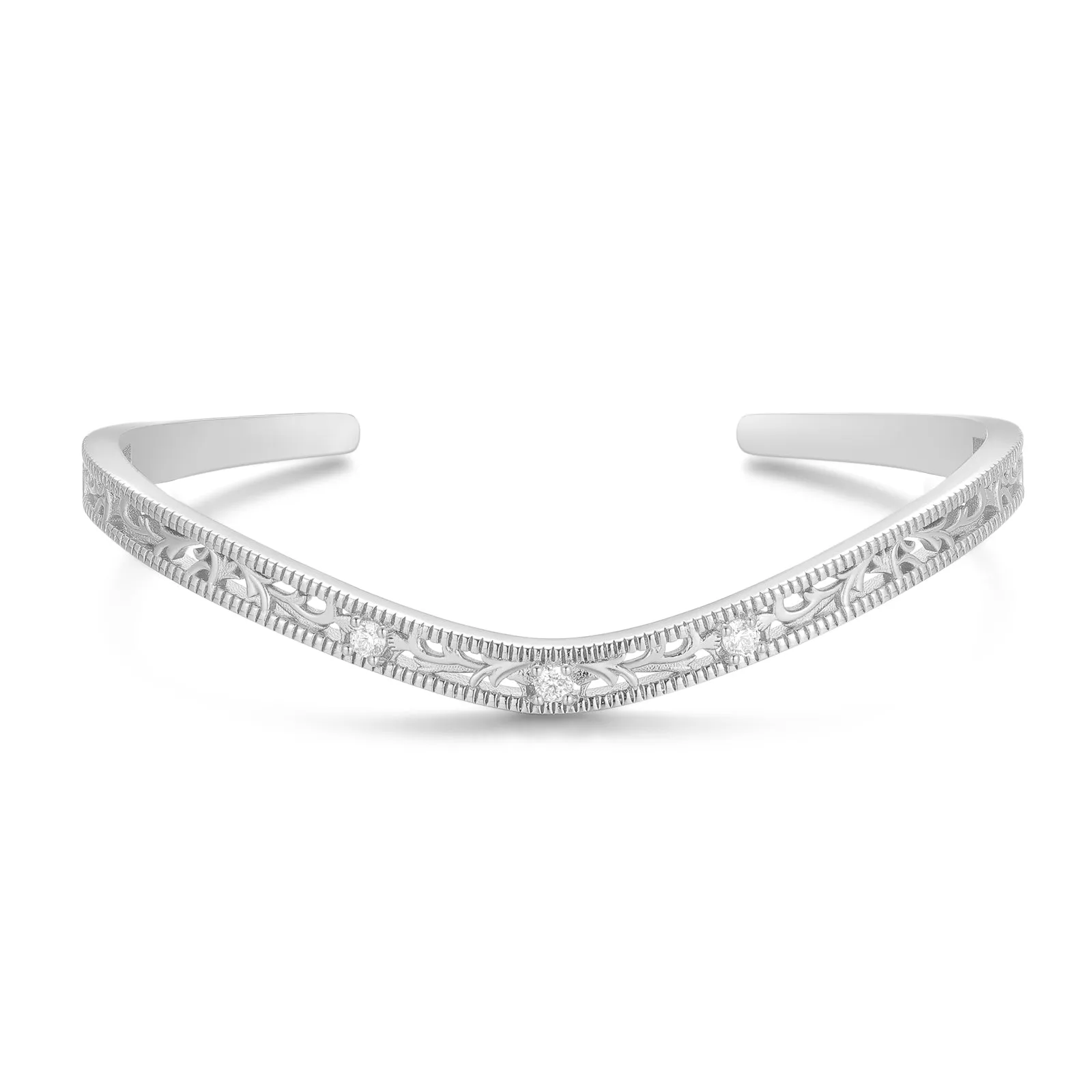 Silver Floral Bangle