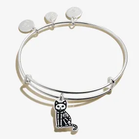 Skeleton Cat Charm Bangle