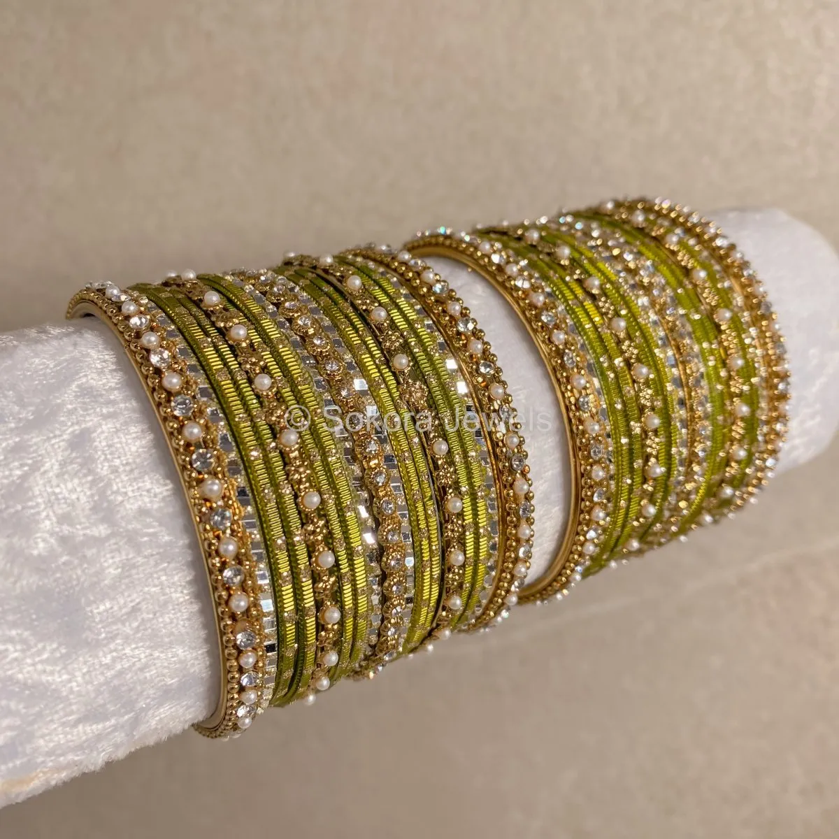 Small Lime Glitter Bangle set