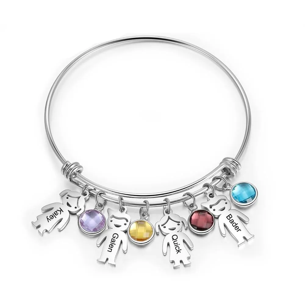 Stainless Steel Personalized Birthstone Bracelets for Mom