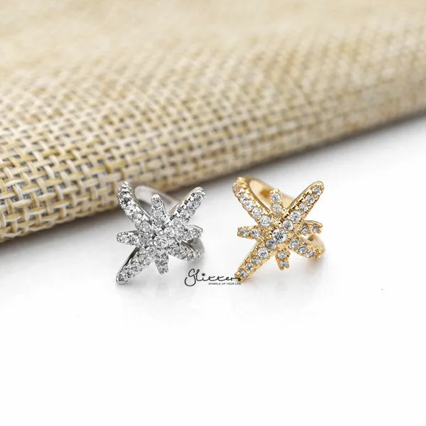 Star Ear Cuffs with C.Z Paved - Non Piercing Ear Cuffs