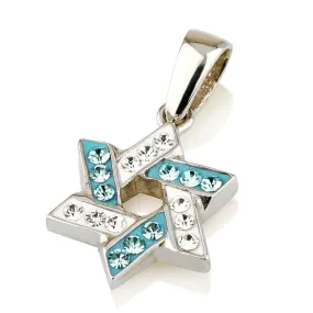 Star of David Pendant Azure&White Gemstones   Sterling Silver Necklace #3