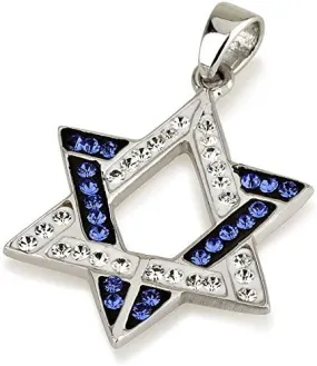 Star of David Pendant Multi Colors Gemstones   Sterling Silver Necklace #11