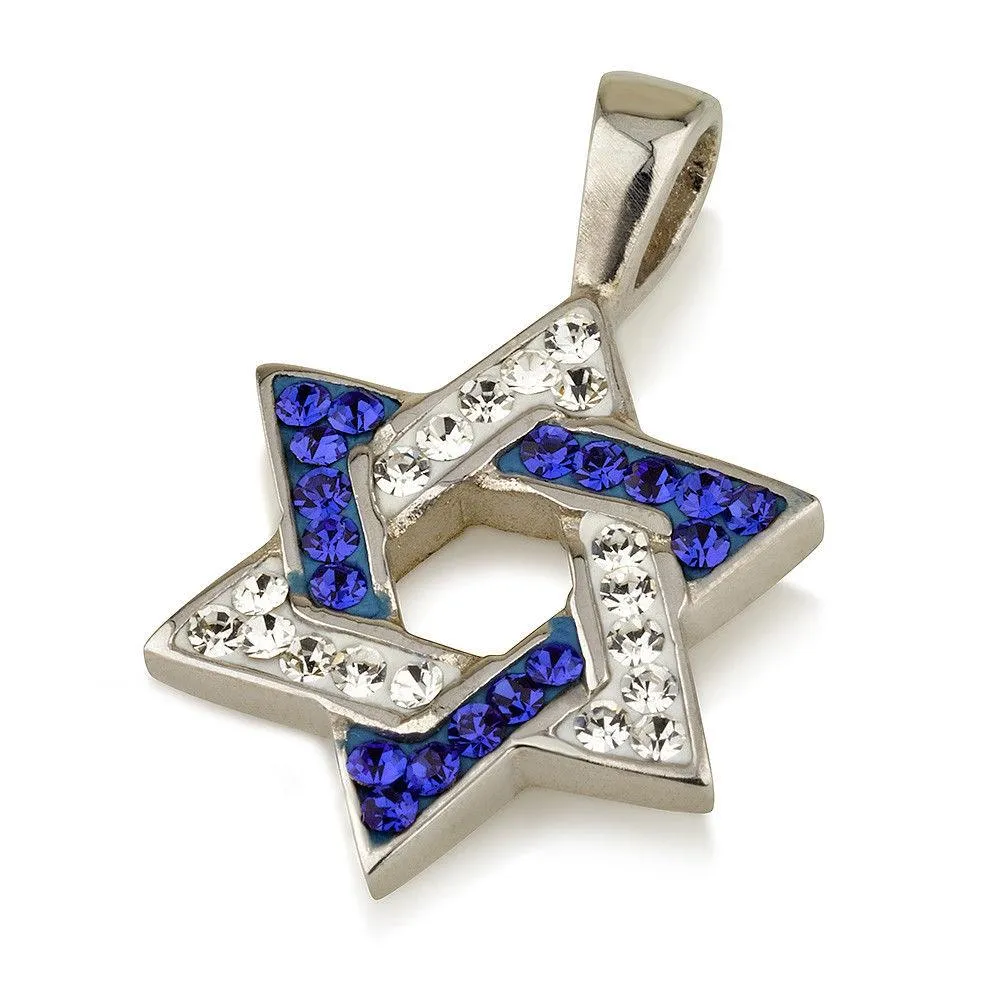 Star of David Pendant White Gemstones   Sterling Silver Necklace #1