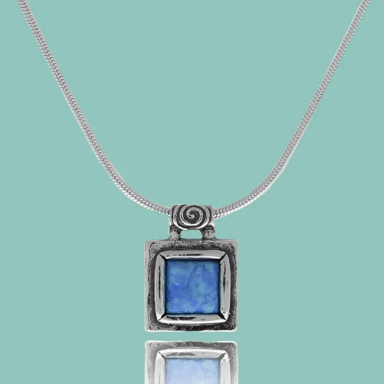 Sterling Silver necklace gift for her with Blue Opal and other gemstones