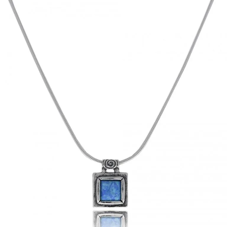 Sterling Silver necklace gift for her with Blue Opal and other gemstones