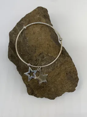 Sterling Silver Star Bangle Bracelet 925